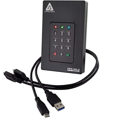 Image de Apricorn Aegis Fortress L3 Disque Dur Portable crypté avec accès PIN certifié FIPS Niveau 3, 2 to USB 3.0
