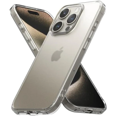 Image de Ringke Coque Matte pour iPhone 15 Pro Max [Fusion Matte] Translucide Solide Rigide Back TPU Souple Bumper Étui Antichoc Protection Clear