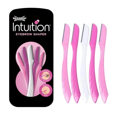Image de Wilkinson Sword Intuition Eyebrow Shaper XL Rasoir pour les sourcils et le duvet du visage Outil d’exfoliation de dermaplaning Pack 5 rasoirs jetables