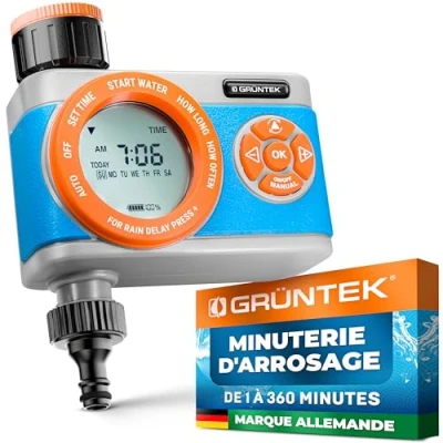 Image de GRÜNTEK Programmateur Minuterie Arrosage Automatique Minuteur Arroseur Digital Multifonction Personnalisable