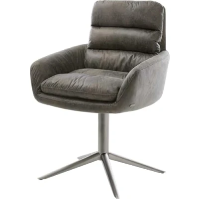 Image de chaise pivotante Abelia Flex avec accoudoirs microvelours gris antique pied de 4 branches grafiete pivotement sur 360 fonction bascule