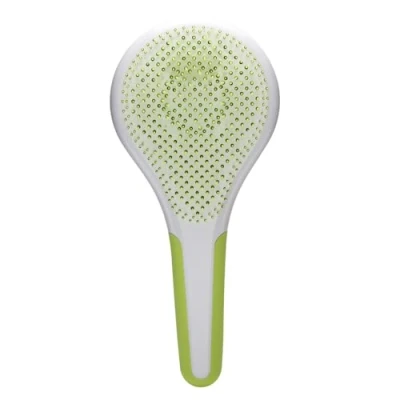 Image de Michel Mercier Wet and Dry Hair Detangler Soft Bristles Brush Anti Slip Handle for Healthy, Shiny Regular Green White 1 pc