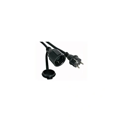 Image de Perel Rallonge, H05RR F 3G2.5, 5 m, 16 A/230 V, 3680 W, Type E/F, Schuko, IP44, Caoutchouc, Noir