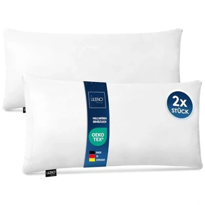 Image de LILENO HOME Lot de 2 coussins en microfibre, 40 x 80 cm, rembourrage 650 g, lavables jusqu&#039;à 95 C, avec fermeture éclair, oreillers, comme coussin pour lit, canapé