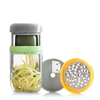 Image de InnovaGoods Coupe Légumes Spirale 3 en 1, Râpe Multifonction avec Recettes, Lames Acier Inoxydable, Démontable et Lavable au Lave Vaisselle, Multicolore, Polypropylène