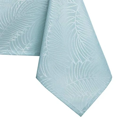 Image de AmeliaHome Nappe Effet Lotus déperlant Polyester Bleu Gaia 140x140 cm