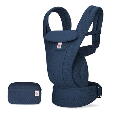 Image de Ergobaby Omni Deluxe porte bébé tout en un pour les nouveau nés dès la naissance jusqu&#039;à 20kg, ergonomique mesh 4 positions, dorsal, de voyage, Midnight Blue