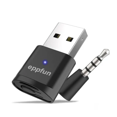 Image de eppfun USB Bluetooth Audio Dongle, Cle Adaptateur pour PC PS5, APTX Adaptive sans Fil Transmetteur Connecter Écouteur/Enceinte (Uniquement Audio)