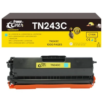 Image de FranceToner Toners TN243 Remplacementpour Brother TN 247 243 243BK pour DCP L3550CDW L3510CDW MFC L3750CDW L3730CDN L3710CW L3770CDW HL L3210CW L3230CDW L3270CDW (Cyan)