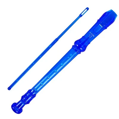 Image de A Star Soprano/Descant School Recorder Instrument, Doigté anglais/baroque Clé de C avec tableau d&#039;apprentissage, sac, tige nettoyage Bleu