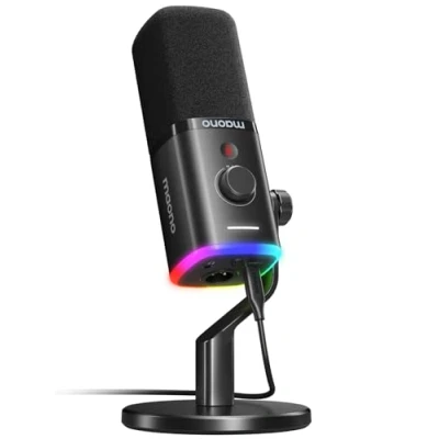 Image de MAONO XLR/USB Micro Streaming, Dynamiques Podcast avec Logiciel, Microphone pour PC Gaming, PS4/PS5, Doublage Voix, Enregistrement Création de Contenu Youtube Chat en Ligne (PD100X Noir)