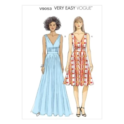 Image de Vogue Patterns 9053, Robe pour Femme, Tailles, Jersey, Multicolore, A5 (34 36 38 40 42)