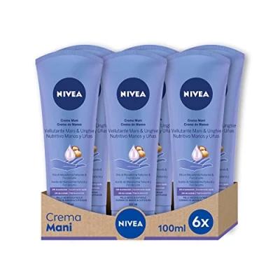 Image de NIVEA crème mains Vellutante en Paquet de 6 x 100 ml, nourrissante enrichie au beurre karité, parfumée pour les formule douce et légère