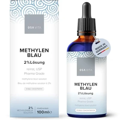 Image de OSAVITA® bleu de méthylène à 2% avec pipette, USP pure, double concentration en solution 100 ml, qualité testée laboratoire provenance d&#039;Allemagne