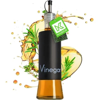 Image de KADAX distributeur pour condiments liquides, flacon en verre avec éléments acier, huile, vinaigrette, bidon d&#039;huile, d&#039;huile d&#039;olive (vinaigrette, noir)