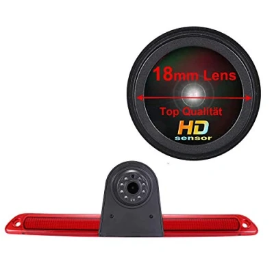 Image de 18mm Objectif de qualité supérieure Lampe Frein Voiture Caméra recul pour Toit Van Mercedes Sprinter W906/VW Crafter Caravelle 2007 2015(Nouvel élément: Angle et Distance réglable)