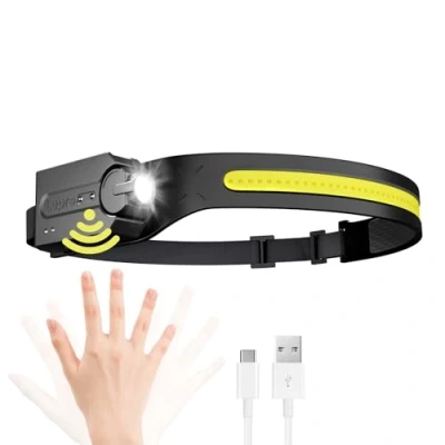 Image de Lepro Lampe Frontale Rechargeable LED, Ultra Puissante Torche avec 5 Modes d’Éclairage Détecteur de Mouvement, 230COB Faisceau Large &amp; Réglable Spotlight pour Camping, Pêche