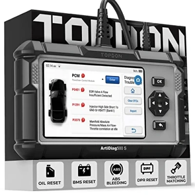 Image de TOPDON ArtiDiag500S Valise Diagnostic Auto pour Moteur,ABS,SRS,Transmission, 5 Services de réinitialisation Huile,BMS,Purge,DPF,Adaptation la Commande des gaz, Mise à Niveau Gratuite Vie