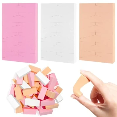 Image de SYEYCW 72 Pièces Éponges Triangle Maquillage, Mini Eponge Maquillage de Coin, Sans Latex Éponge Nail Art, pour Crème Liquide, Fond Teint, Poudre Libre