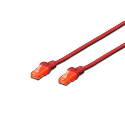Image de DIGITUS Câble LAN Cat 6 1m réseau CCA avec RJ45 U/UTP non blindé Compatible 6A &amp; 5e Rouge