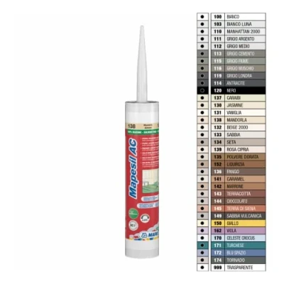 Image de Mastic élastomère silicone pour joints MAPESIL AC Cartouche de 310 ml 100 BLANC 4810091IT