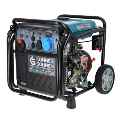 Image de Groupe électrogène inverter à essence/gaz Könner &amp; Söhnen KS 8100iEG, puissance maximale 8000 W, affichage LED, mode d’économie de carburant, enroulement en cuivre, EURO V. Générateur onduleur.