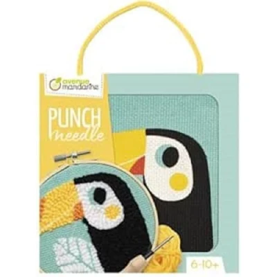 Image de Avenue Mandarine KC152C Un kit Point de croix enfant PUNCH NEEDLE Tableau 18x18 cm À partir 6 ans TOUCAN