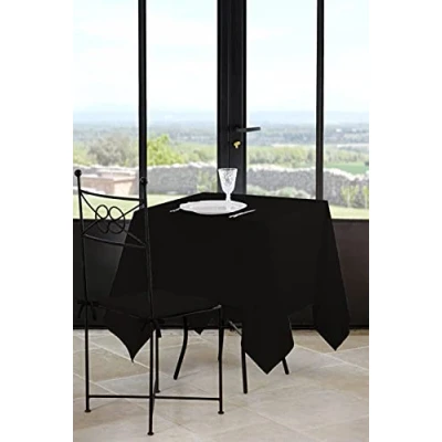Image de Stof Lovely CASA Nappe Taille 180x180 cm 100% Polyester Couleur Noir Modèle Nelson Rectangulaire Linge de Table Lavable 30 Qualité Exceptionnelle