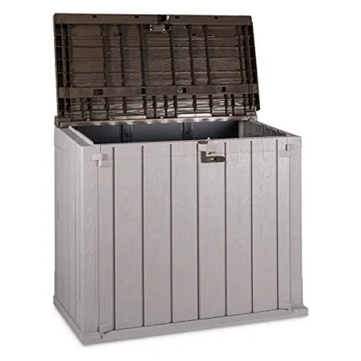 Image de Toomax Stora Way Boîte à Outils d&#039;extérieur en polypropylène recyclé avec Effet Bois (1270 l, Gris Taupe/Marron)