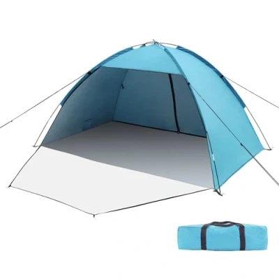 Image de Tente de Plage pour 1 3/3 4/5 6 Personnes, Protection UV 50+ Abris Camping Poids Léger, Facile à Installer et Portable