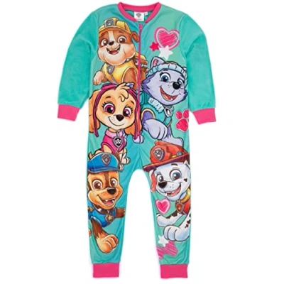 Image de Paw Patrol Cache Couche Bleu pour Filles Vêtements d&#039;intérieur en Polaire Tout Un Chassez Skye Rubble Marshall Everest Enfants Pyjama PJs Sleepsuit Marchandise Cadeau Confortable