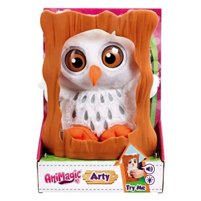 Image de Animagic Goes Wild Arty Owl et Arbre en Peluche Douce avec Sons lumière Multicolore