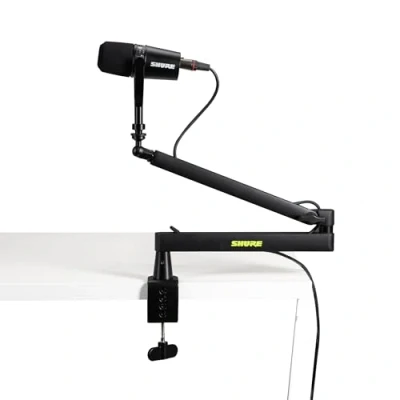 Image de Shure by Gator Support de micro bureau à profil bas qualité supérieure ; entièrement réglable pour baladodiffusion, et configurations domicile (SH BROADCAST2)