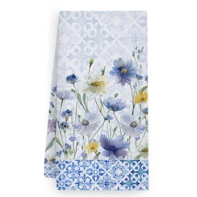 Image de Torchon Cuisine Fleurs Bleues Vintage Serviette Main Absorbant Vaisselle Lavable Torchons de Réutilisables Petite Essuie (40x60cm)