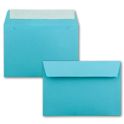 Image de 25x enveloppes C6 couleur: turquoise 11,4 x 16,2 cm fermeture: Auto adhésive avec Bande Détachable pour papier A4, A5, A6 et invitations lettres