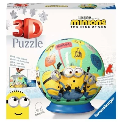 Image de Ravensburger Puzzle 3D Ball Minions 2 A partir de 6 ans 72 pièces numérotées à assembler sans colle Support inclus Diamètre : 13 cm 11179