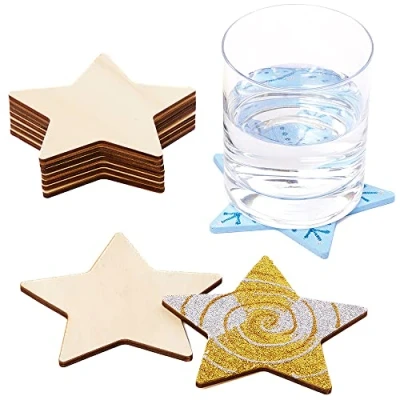 Image de Baker Ross Sous Verre Bois en forme d&#039;Etoile Lot de 10, Kit Creatif Enfant (FX258)
