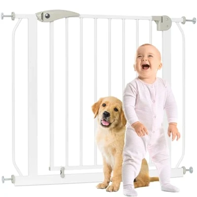 Image de ib style Barrière de Sécurité Berrin XXL 85 185 Passage Extra Large, Ouverture d&#039;une Main, Portes et Escaliers, pour Enfants 6 a 24 Mois, 115 125 cm, Blanc