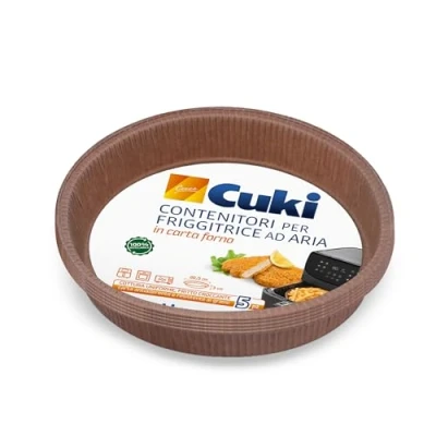 Image de Cuki Conteneurs de friteuse à air en papier four, anti graisse, imperméables et antiadhésifs, pour une cuisson uniforme un frit croustillant, 1 lot 5 pièces, Ø20,5 cm