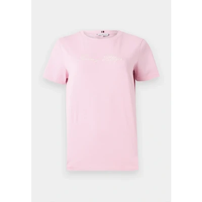 Image de Tommy Hilfiger Script Tshirt imprimé, Femme, Taille: XXS, Classic pink