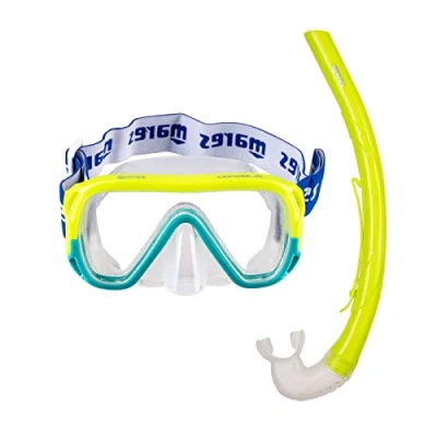 Image de Mares Aquazone Combo Keewee Jr, composé de Masque et Tuba plongée, randonnée Aquatique pour Enfants Adolescents Unisexe, Lime/Turquoise