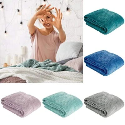 Image de Eurofirany Cindy Couverture Douillette très Douce et Moelleuse en Microfibre, Polyester, Acier, 200 x 220cm
