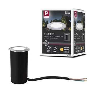 Image de Paulmann 94365 luminaire LED encastré Sol IP65 Rond INCL. 1x2W brossé Lampe d&#039;extérieur Acier Inoxydable, Plastique 3000K, 2 W