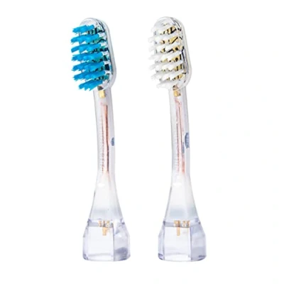 Image de emmi dent 2 Têtes de Brosse à Dents M2 (1 bleue + 1 blanche) I Rechange Standard avec Dureté Équilibrée et Poils Droits Compatible Toutes Brosses Ultrasons emmi® Platinum