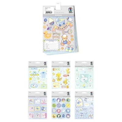 Image de URSUS Bubble 10154127 Set 3D Baby Boy, de 7 Feuilles Couleurs différentes, Autocollants, faciles à décoller, adaptés la création Cartes, 56330008, Multicoloured