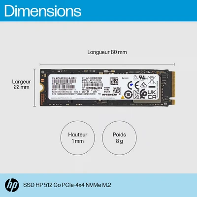 Image de HP 512GB PCIe 4x4 NVMe M.2 SSD 512 Go PCI Express 4.0 Neuf