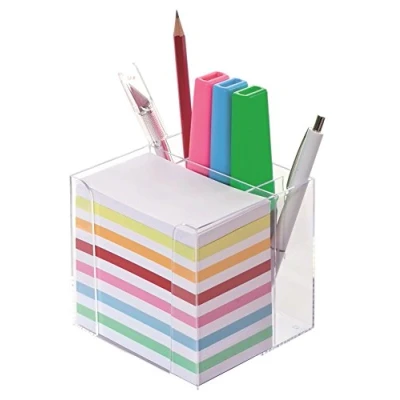 Image de Wedo 270266916 Cube mémo en plastique 700 feuillets colorés 5,5 x 9 cm Transparent