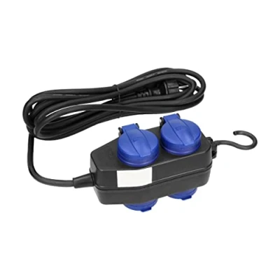 Image de Miratic Prise Exterieure Etanche Rallonge d&#039;Atelier IP44 4 Prises Schuko Câble Caoutchouc 5m Version Allemande