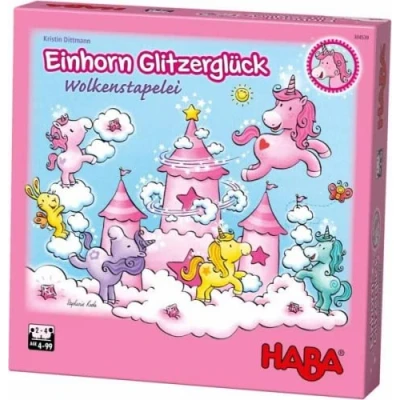 Image de HABA 304539 Licorne Scintillante Empilage de Nuages Jeu d&#039;empilage coopératif avec Licornes et en Bois à partir 4 Ans