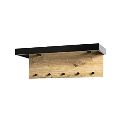Image de HAKU Möbel Portemanteau Mural, MDF, Chêne Noir, L 70 X P 25 H 24 cm